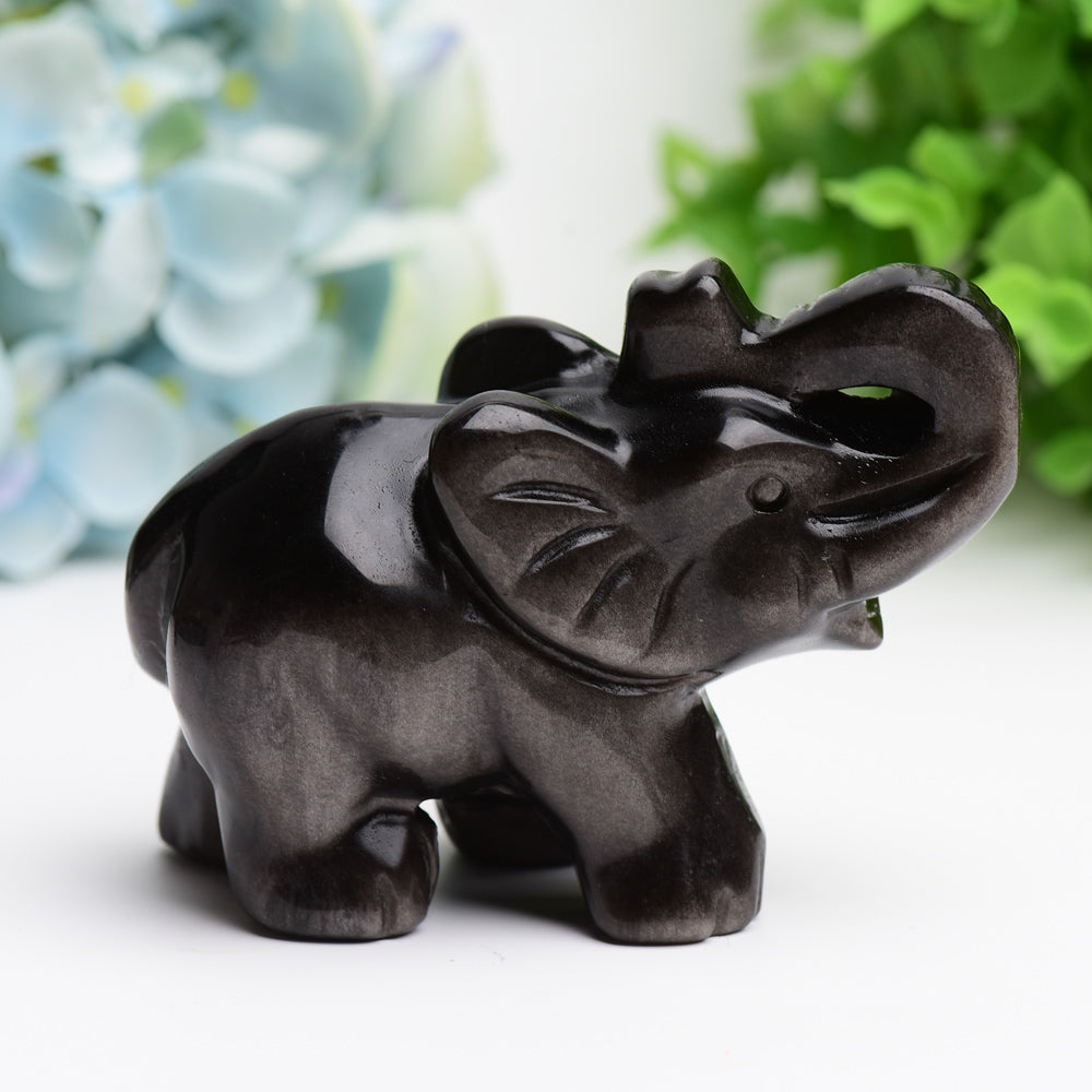 4.0" Mixed Crystal Elephant Animal Crystal Carving