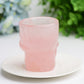 2.8" Rose Quartz Cup with Skull Carving Decor for Bulk Wholesale