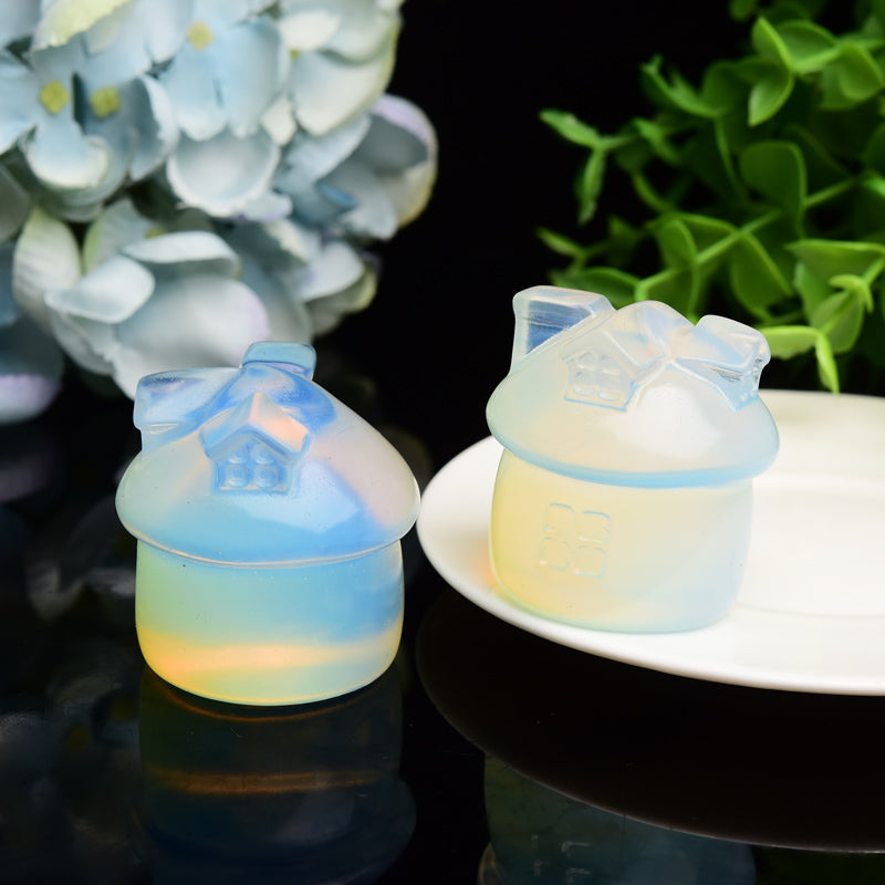 1.7" Opalite House Crystal Carving Bulk Wholesale