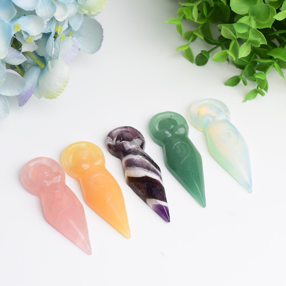 3.2" Mixed Crystal Flat Goddess Crystal Carving Bulk Wholesale