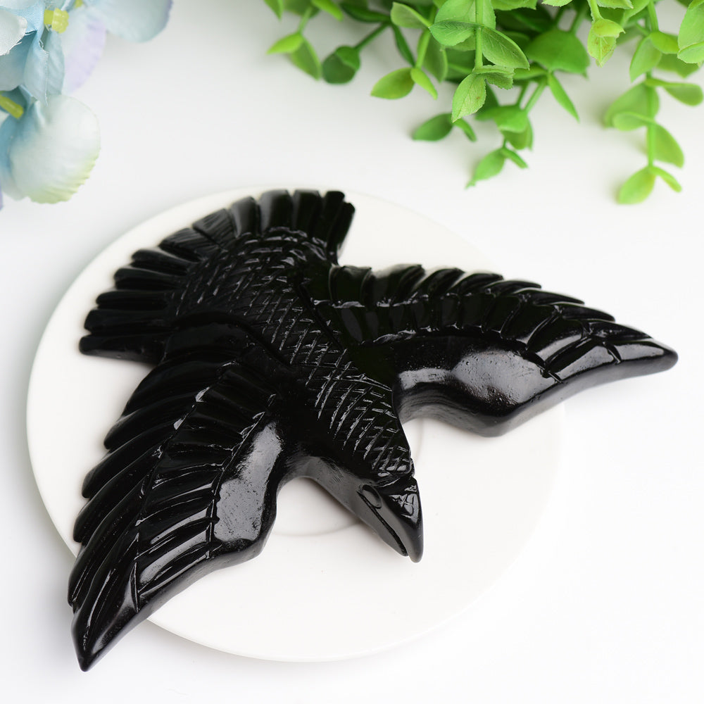 6.0" Black Obsidian Bird Crystal Carving Bulk Wholesale