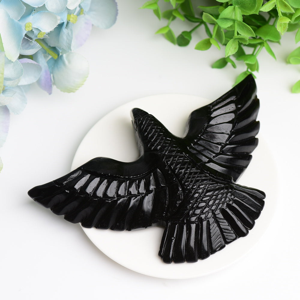 6.0" Black Obsidian Bird Crystal Carving Bulk Wholesale