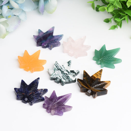 1.7" Mixed Crystal Maple Leaf Crystal Carving Bulk Wholesale