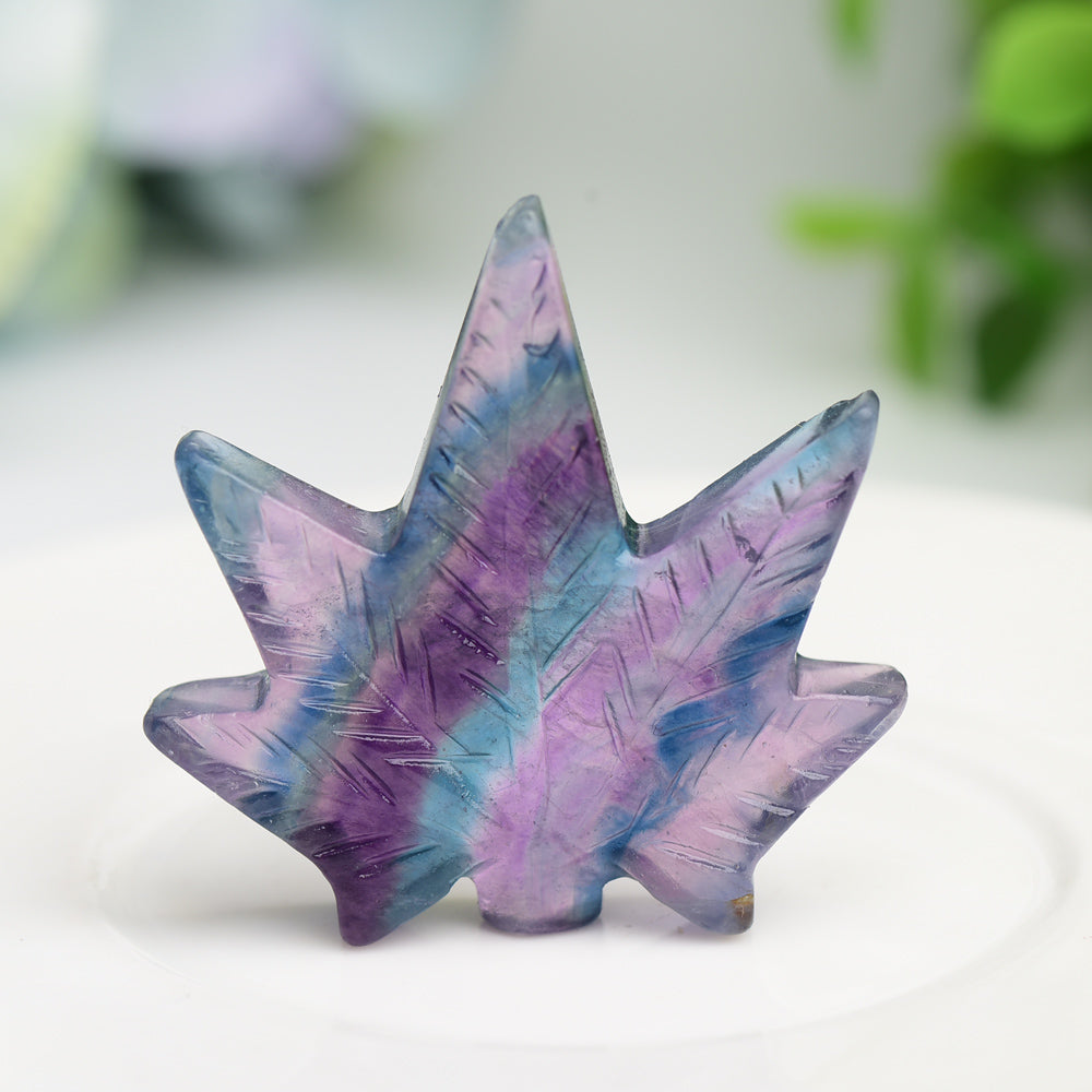 1.7" Mixed Crystal Maple Leaf Crystal Carving Bulk Wholesale