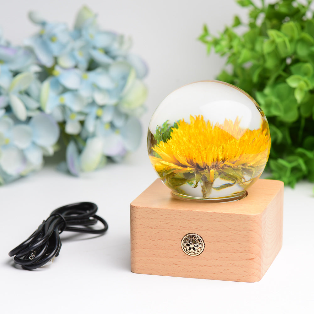 1 Set Resin Sphere with Sunflower Touch-sensitive Switch Lamp Free Form for Bulk Wholesale