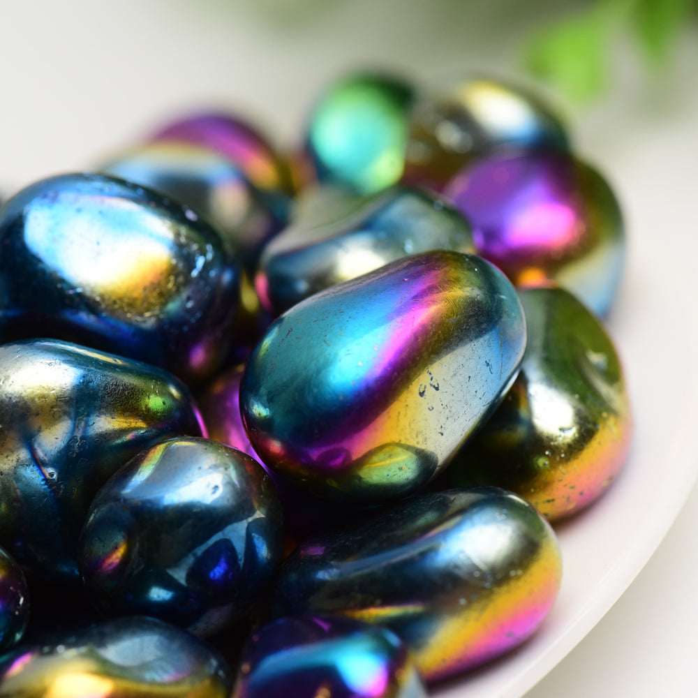 20-30mm Aura Dark Rainbow Crystal Tumbles Bulk Wholesale