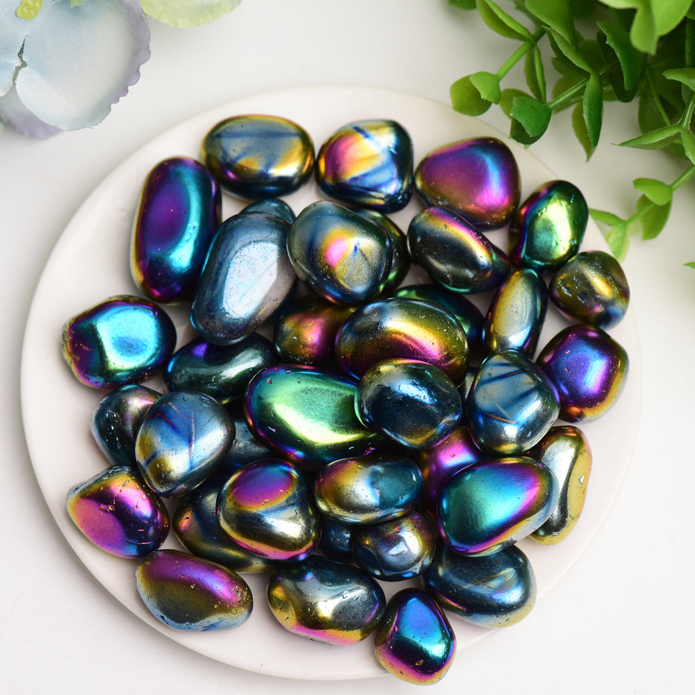 20-30mm Aura Dark Rainbow Crystal Tumbles Bulk Wholesale
