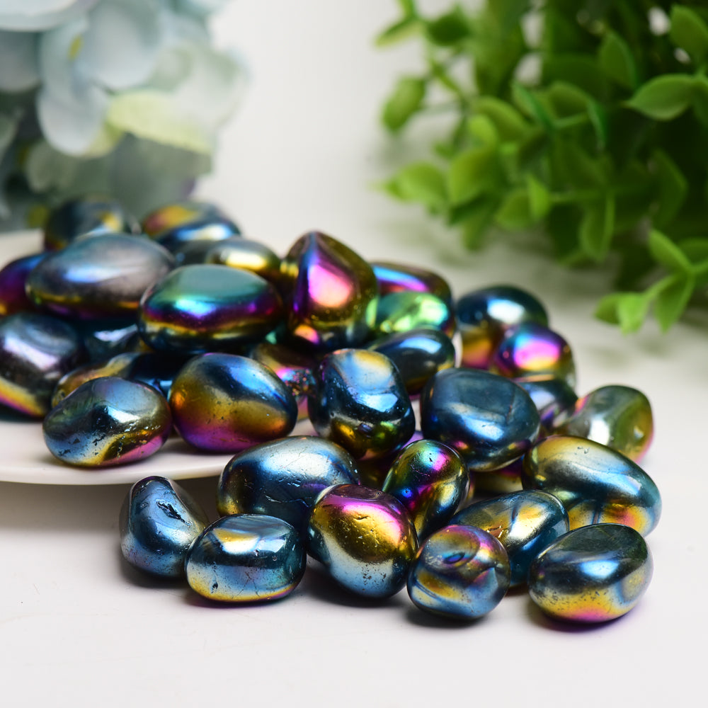 20-30mm Aura Dark Rainbow Crystal Tumbles Bulk Wholesale