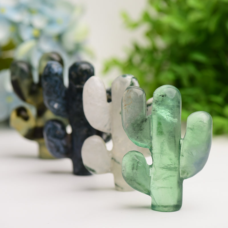 3.0" Cactus Crystal Carving Bulk Wholesale