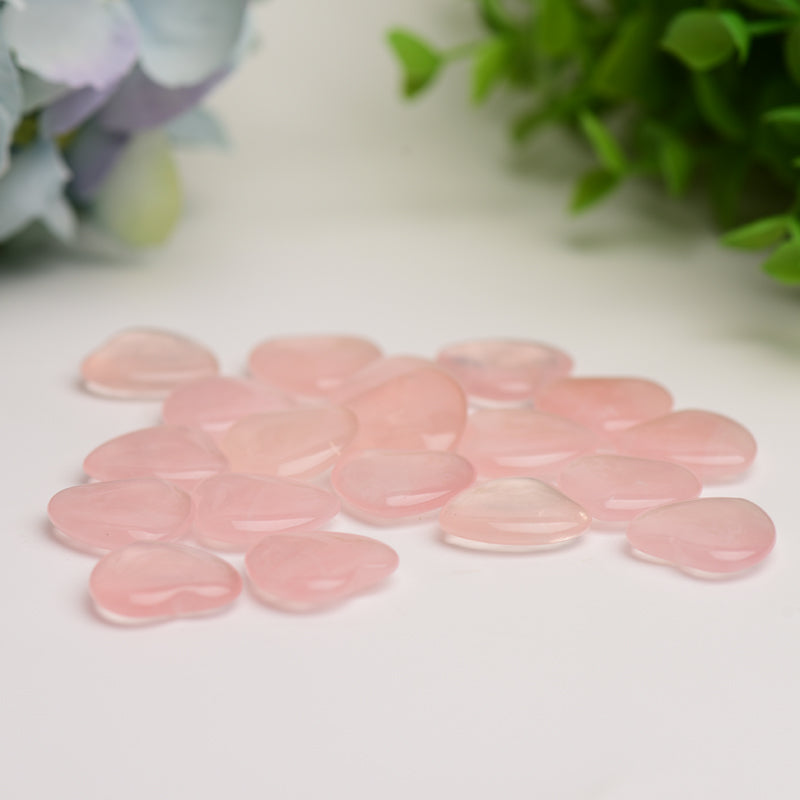 0.8" Mini Rose Quartz Heart Crystal Carving Bulk Wholesale
