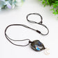 Rope Warrped Labradorite Stone Necklace with metal Moon Decor Bulk Wholesale