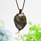 Rope Warrped Labradorite Stone Necklace with metal Moon Decor Bulk Wholesale