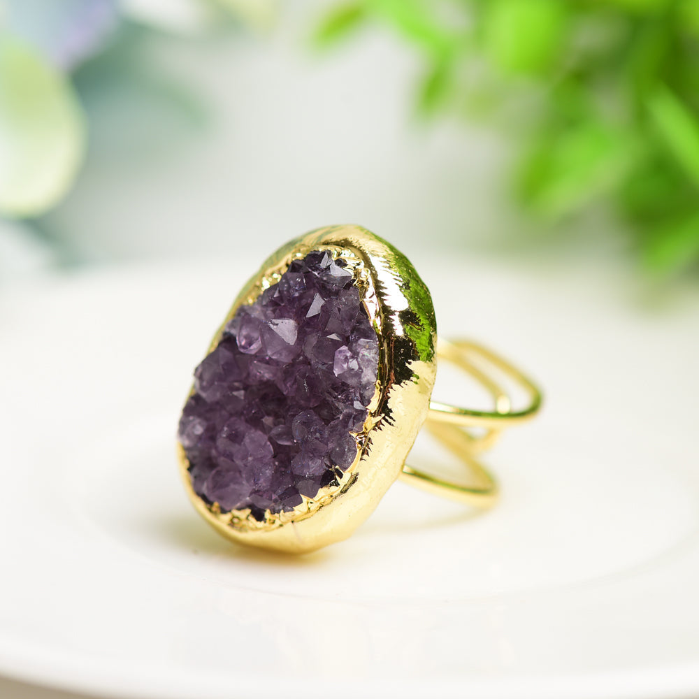 Amethyst Cluster Metal Ring Bulk Wholesale