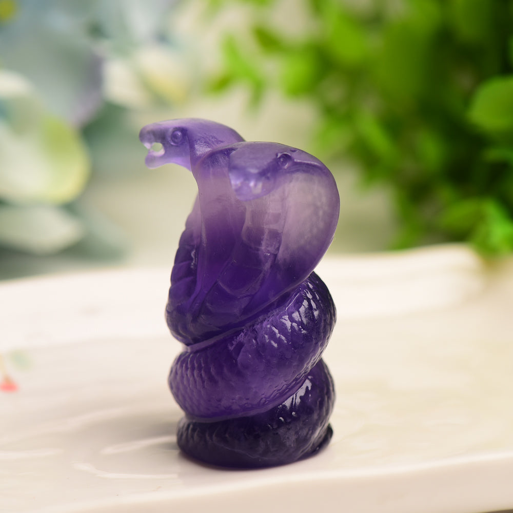 2.2" Fluorite Double Head Snake Crystal Carving Bulk Wholesale