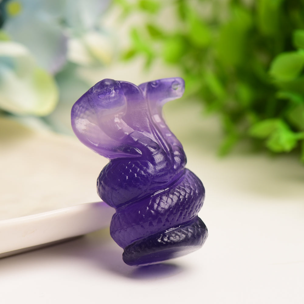 2.2" Fluorite Double Head Snake Crystal Carving Bulk Wholesale