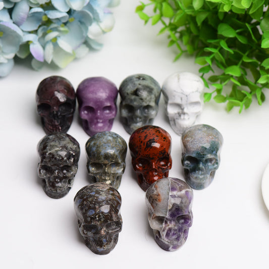 2.0" Mixed Crystal Skull Carving Bulk Wholesale