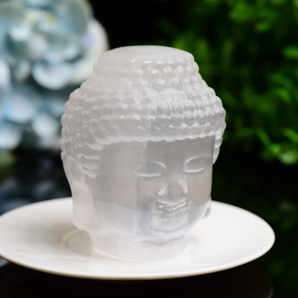 3.3" Selenite Carving Buddha Head Free Form Bulk Wholesale