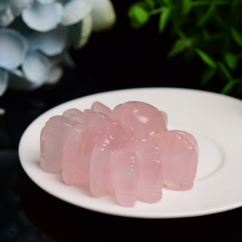 2.4" Rose Quartz Spider Crystal Carving Bulk Wholesale