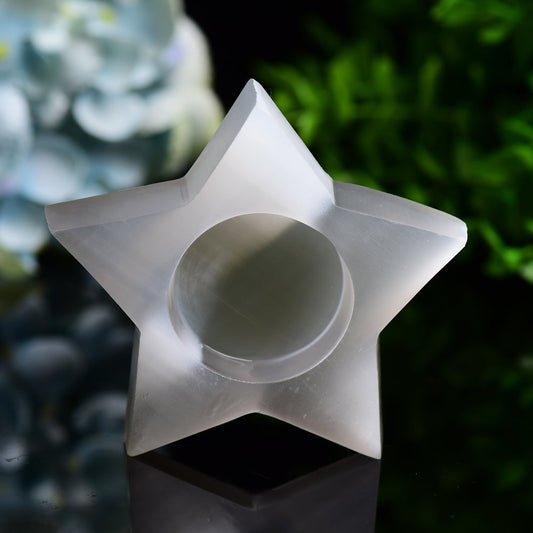 3.5" Star Shape Candle Holder Selenite Carving Bulk Wholesale
