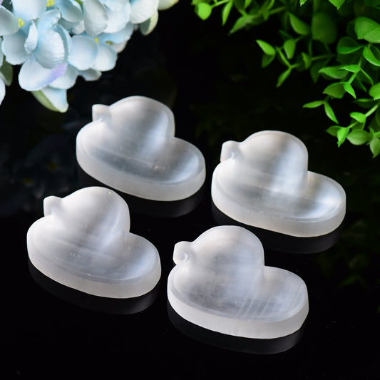 2.6" Duck Shape Selenite Bowl Carving Bulk Wholesale
