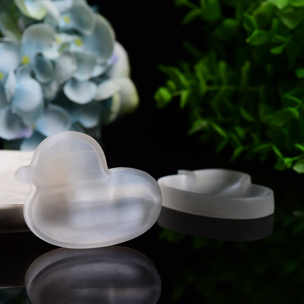 2.6" Duck Shape Selenite Bowl Carving Bulk Wholesale