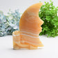 8.0" Huge Orange Calcite Moon Face and Rose Crystal Carving Free Form Bulk Wholesale