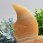 8.0" Huge Orange Calcite Moon Face and Rose Crystal Carving Free Form Bulk Wholesale