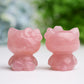 2.2" Rose Quartz Hello Kitty Crystal Carving
