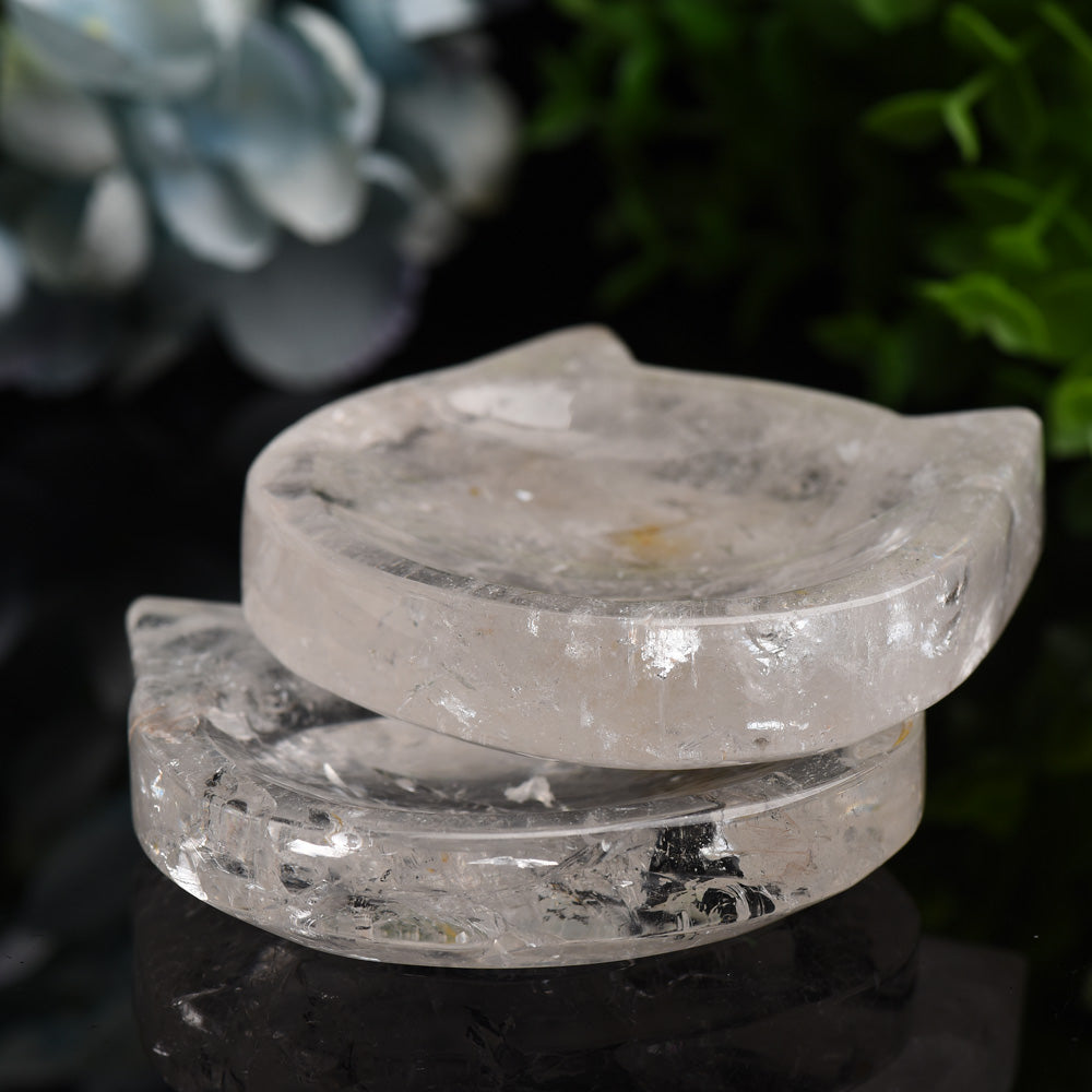 2.0"-3.5" Clear Quartz Cat Head Bowl Crystal Carving Bulk Wholesale
