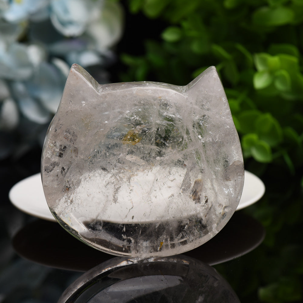 2.0"-3.5" Clear Quartz Cat Head Bowl Crystal Carving Bulk Wholesale