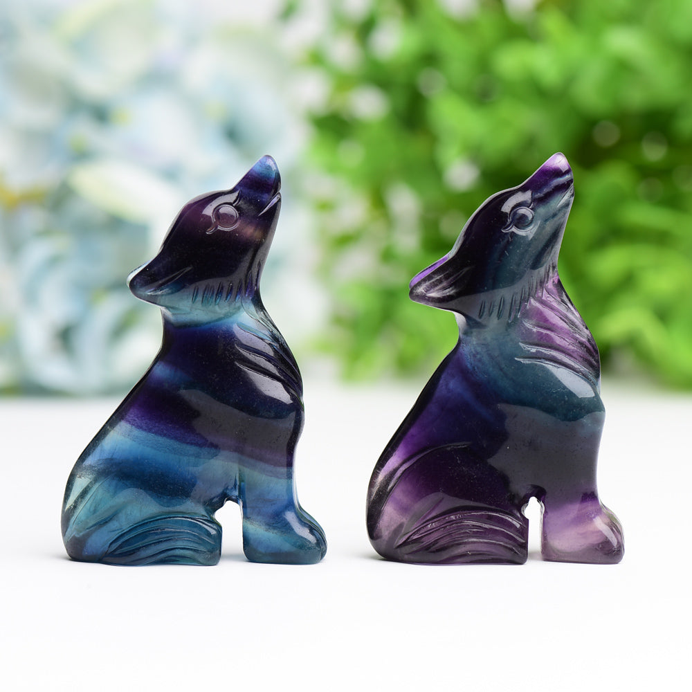 3.0" Rainbow Fluorite Wolf