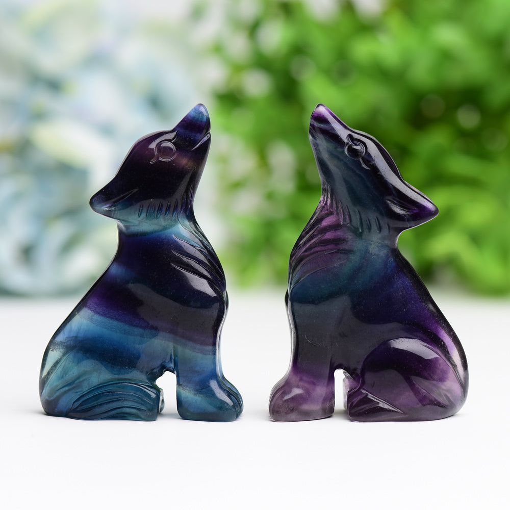 3.0" Rainbow Fluorite Wolf