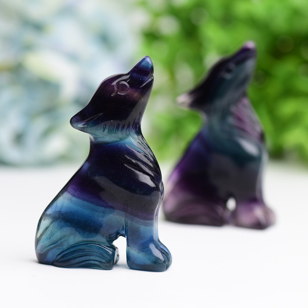 3.0" Rainbow Fluorite Wolf