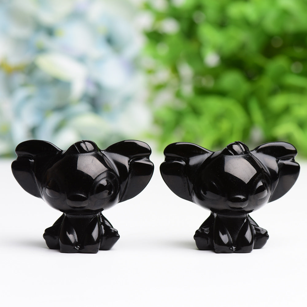 1.7" Black Obsidian Stitch Crystal Carving