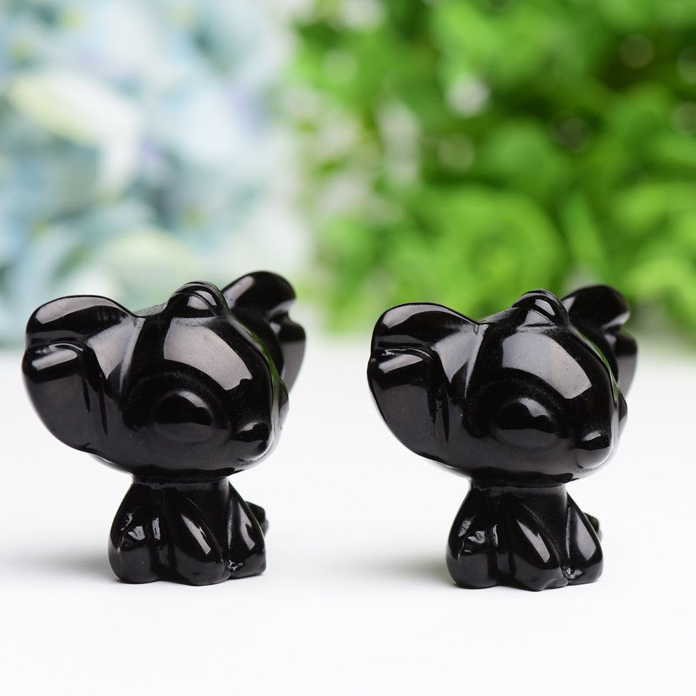 1.7" Black Obsidian Stitch Crystal Carving