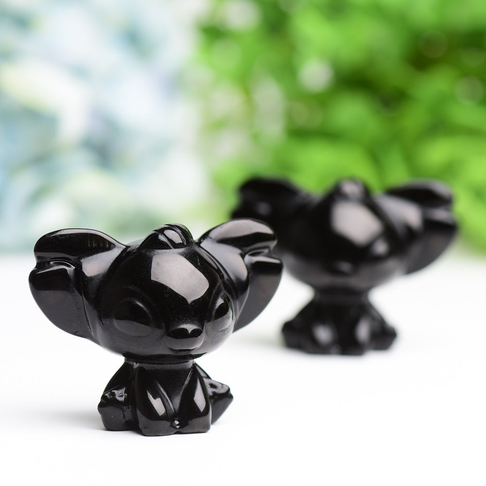 1.7" Black Obsidian Stitch Crystal Carving