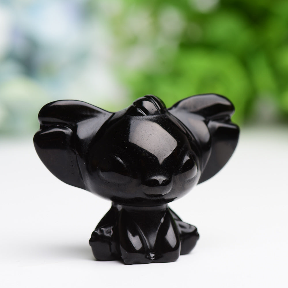 1.7" Black Obsidian Stitch Crystal Carving