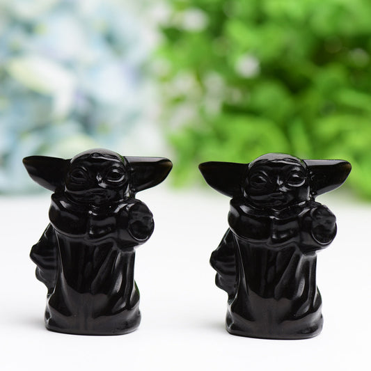 2.3" Black Obsidian Master Crystal Carving