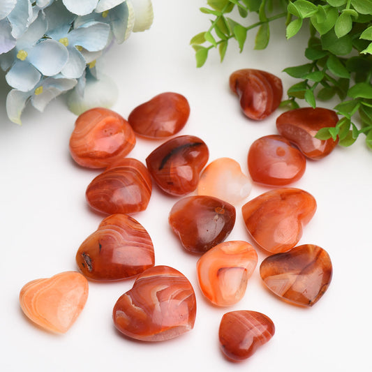 1.2"-1.5" Carnelian Heart Crytsal Carving Palm Stone Bag Bulk Wholesale