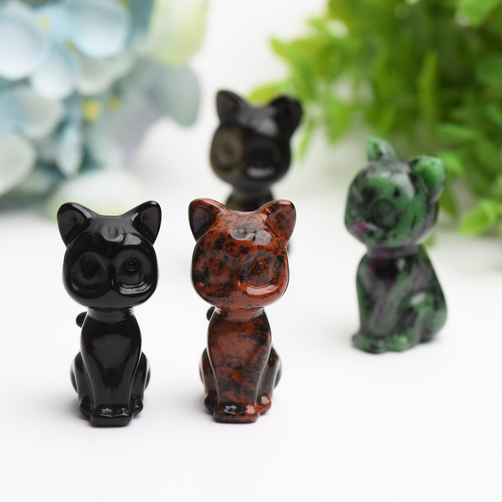 2.0" Mixed Crystal Cat Carving Bulk Wholesale