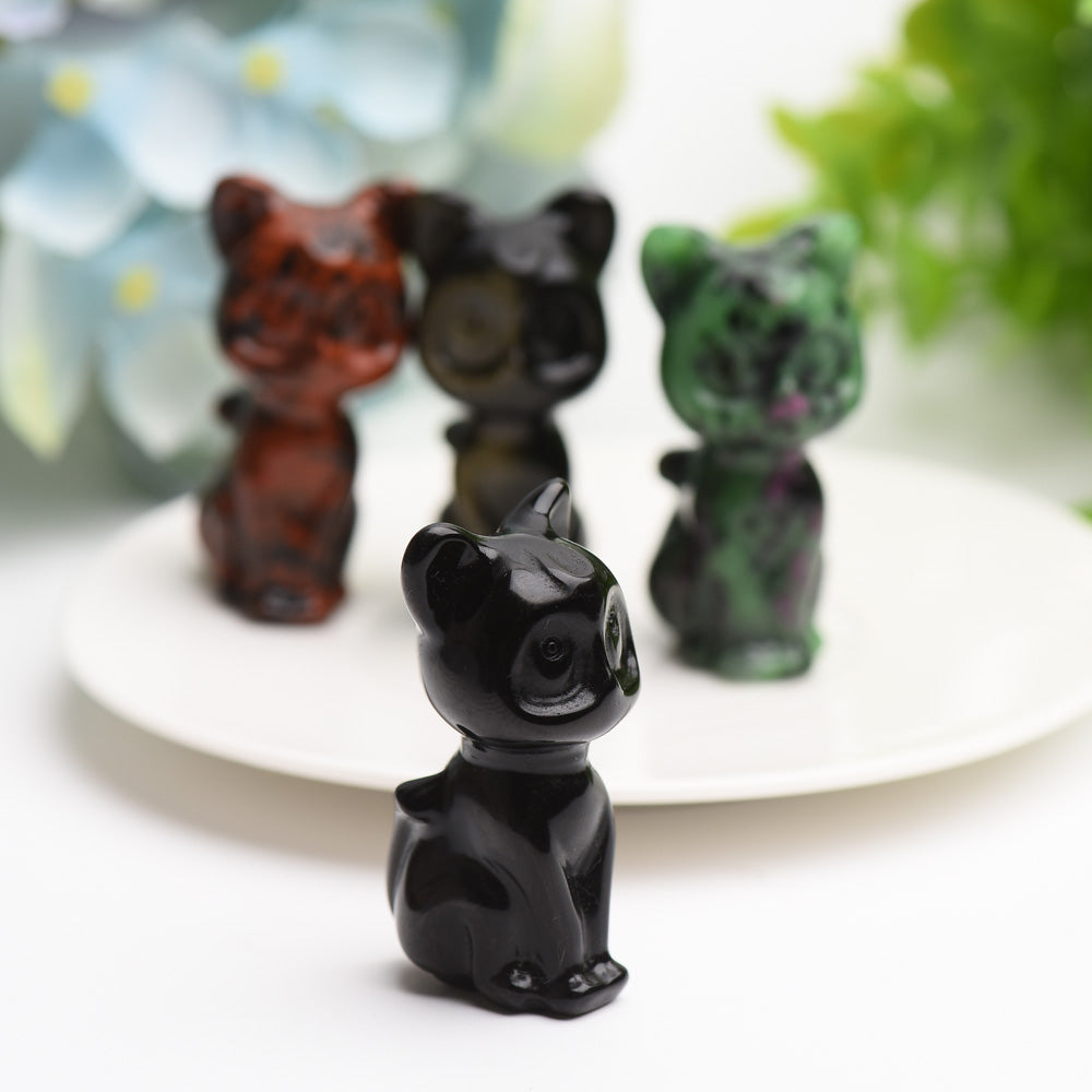 2.0" Mixed Crystal Cat Carving Bulk Wholesale