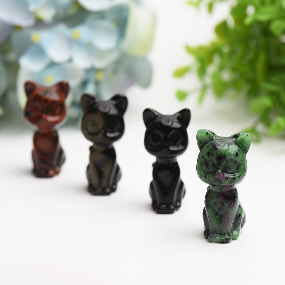 2.0" Mixed Crystal Cat Carving Bulk Wholesale
