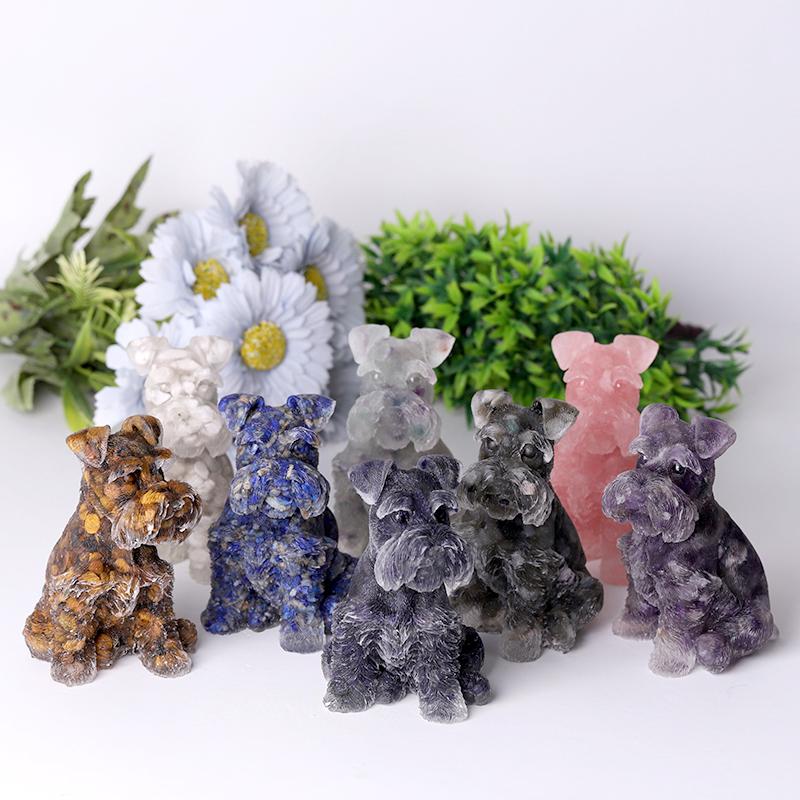 4.2" Crystal Chips Resin Schnauzer Carving for Decoration Crystal wholesale suppliers