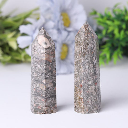 Natrual Crinoid Fossil Jasper Point Healing Crystal Tower Crystal wholesale suppliers