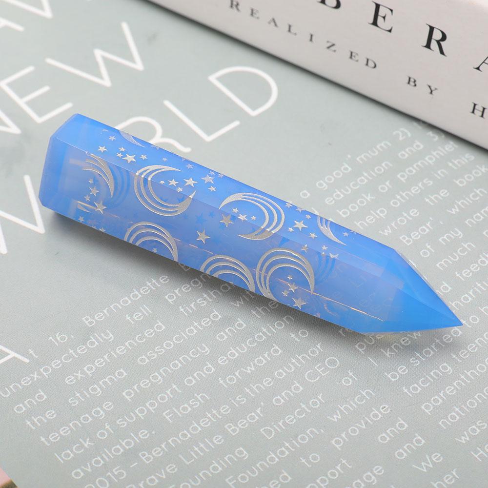 Blue Opalite Point with Laser Engraved Pattern Crystal wholesale suppliers