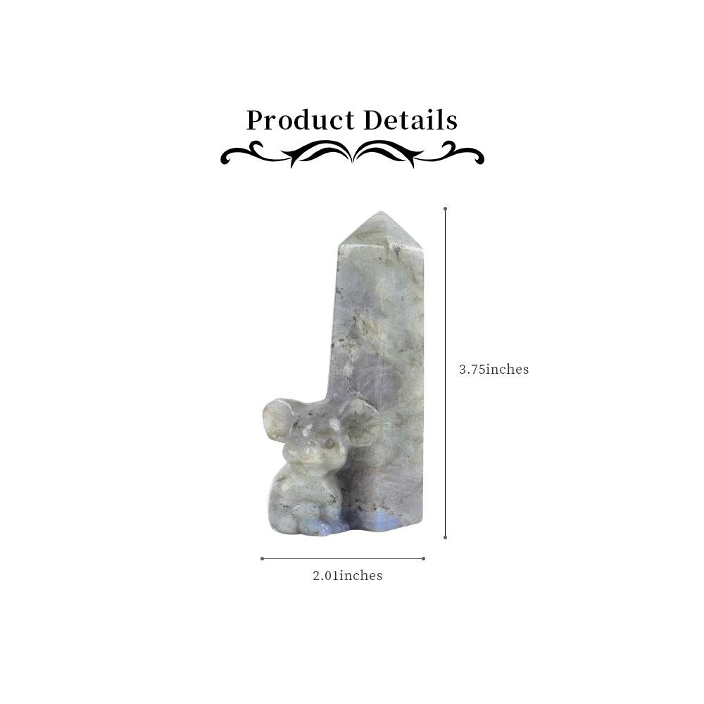 Labradorite Tower with Koala Carving Decor Base Crystal wholesale suppliers