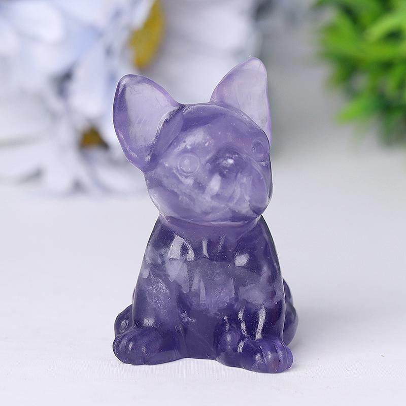 2.5" Wholesale High Quality Fluorite French Bulldog Carving Crystal Dog For Home Decor Crystal wholesale suppliers