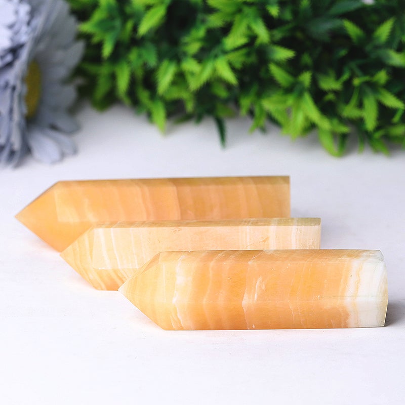 Set of 3 Honey Calcite Points Crystal wholesale suppliers