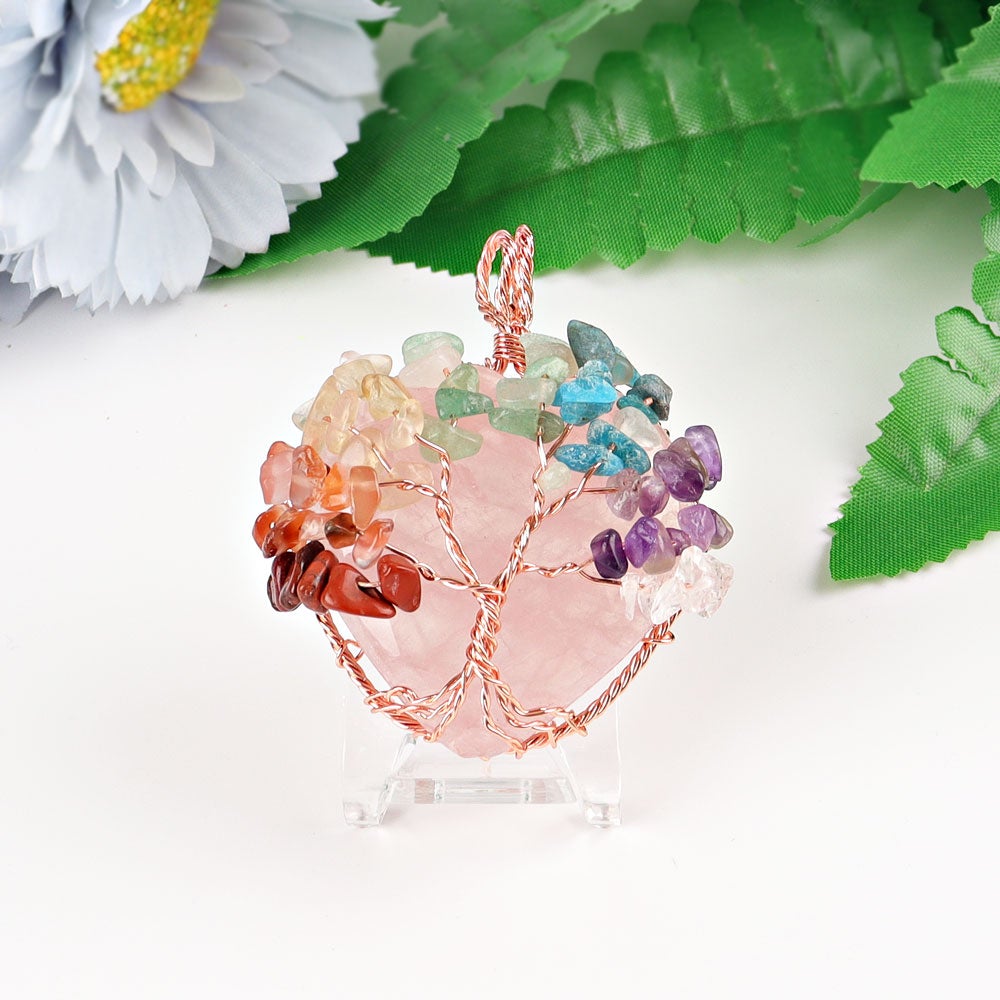 2" Chakra Tree of Life Wire Wrapped Heart Pendant Crystal wholesale suppliers