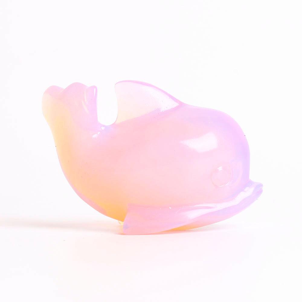 Pink Opalite Dolphin Carving Decoration Crystal wholesale suppliers